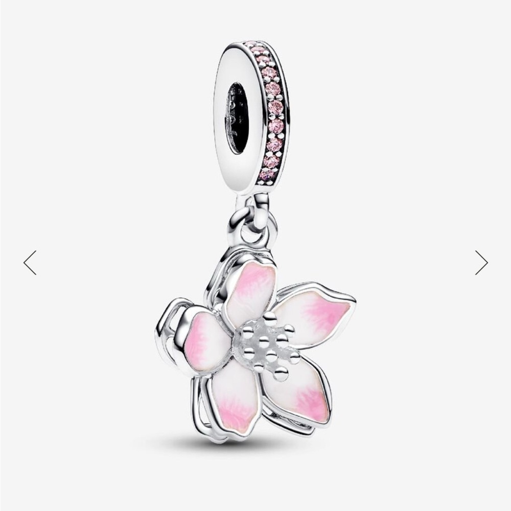 Pandora Silver Bracelet with Cherry Blossom Dangle Charm! - Picture 5 of 11